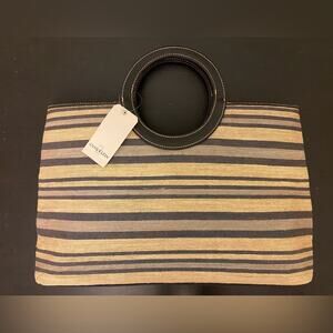 ANNE KLEIN Indigo Spectrum Jute Summer Tote w/Leather Trim (NWT)